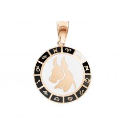 Zodiac sign pendant Taurus in 585 red gold with enamel