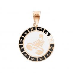 Zodiac sign pendant scorpion in 585 rose gold with enamel