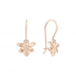 Children's earrings bee in rose gold 585 with zirconia