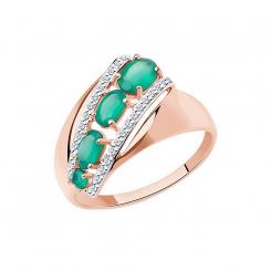 Sokolov ladies ring in 585 red gold with agates and zirconia