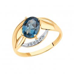 Ladies ring with London blue topaz and cubic zirconia | Kaufbei Jewelry