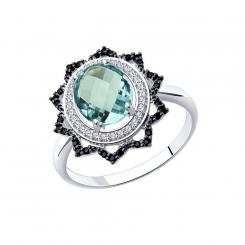 Sokolov ladies ring in 925 silver with a quartz and zirconia