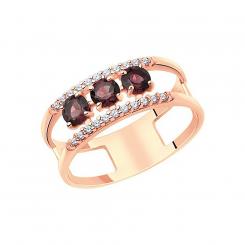 Sokolov ladies ring in 925 silver with smoky topaz and zirconia, gold plated