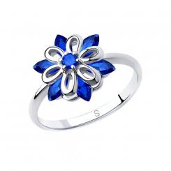 Sokolov ladies ring in 925 silver with blue zirconia