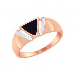 Men's ring in 585 rose gold with enamel