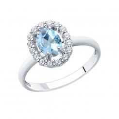 Sokolov ladies ring in 925 silver with blue topaz and cubic zirconia