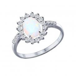 Sokolov ladies ring in 925 silver with one opal and zirconia