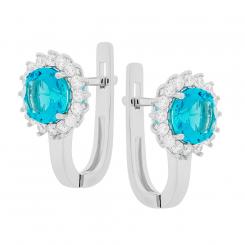 Sokolov earrings in 925 silver with colorless cubic zirconia and blue crystals