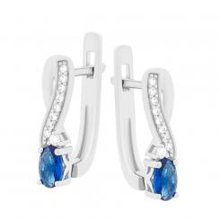 Sokolov earrings in 925 silver with blue crystals and colorless cubic zirconia