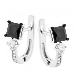 Sokolov 925 silver earrings with cubic zirconia and black spinels