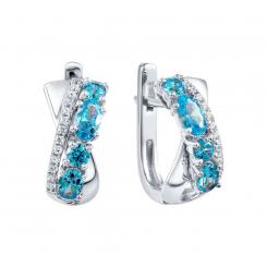 Sokolov 925 silver earrings with cubic zirconia, blue spinels and glass crystals