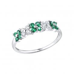 Sokolov ladies ring in 925 silver with green and colorless zirconia