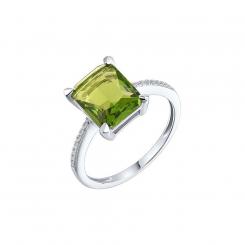 Sokolov ladies ring in 925 silver with green peridot and colorless zirconia