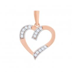 Heart pendant in 585 rose gold with cubic zirconia