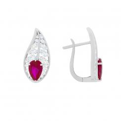 925 silver earrings with red and colorless zirconia