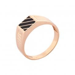 Men's ring in 585 rose gold with black enamel