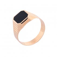 Men's ring in 585 rose gold with black enamel