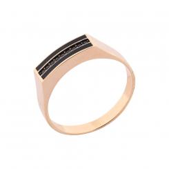 Men's ring in 585 rose gold with black enamel