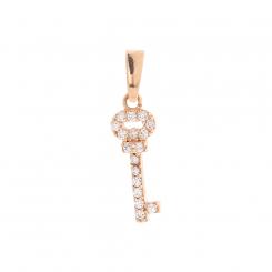 Key pendant in 585 rose gold with zirconia