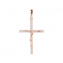 Cross pendant with crucifix in 585 gold, with zirconia