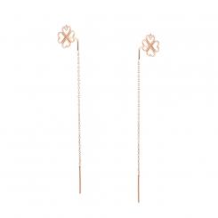 Chain earring cloverleaf in 585 rose gold with zirconia