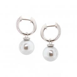 Earrings in 925 silver with zirconia and hanging pearls