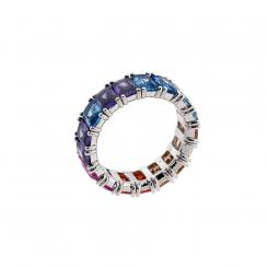 Ladies' ring in 925 silver with colorful zirconia, width approx. 8 mm