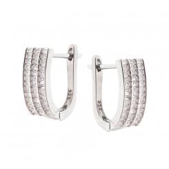 Earrings in 925 silver studded with small rectangular zirconia