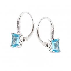 Earrings in 925 silver with green or blue zirconia