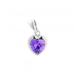 Heart pendant in 925 silver with purple or blue zirconia + silver chain 50 cm