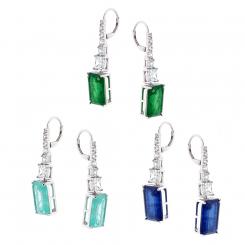 Earrings in 925 silver with blue, green or turquoise zirconia