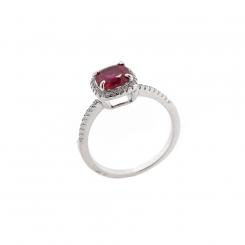 Ladies' ring in 925 silver with red and colorless zirconia