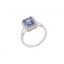 Ladies' ring in 925 silver with blue and colorless zirconia