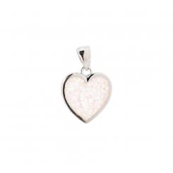 Necklace and heart pendant in 925 silver with opal