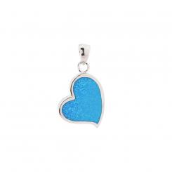 Necklace and heart pendant in 925 silver with opal