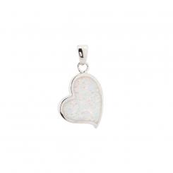 Necklace and heart pendant in 925 silver with opal