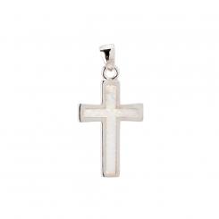 Cross pendant in 925 silver with white opal + silver chain approx. 50 cm