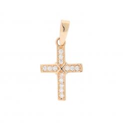 Cross pendant in 585 rose gold with zirconia