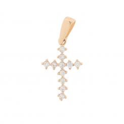 Cross pendant in 585 rose gold with zirconia