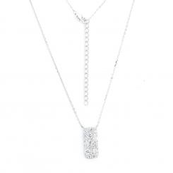 Necklace with rectangular pendant in 925 silver with zirconia