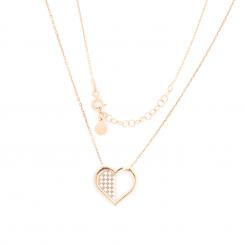 Necklace in 925 silver with a heart pendant with Swarovski zirconia, gold-plated