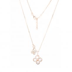 Gold-plated 925 silver necklace with 2 pendants, with zirconia, spring ring