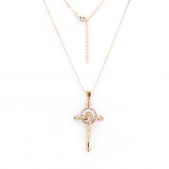 Gold-plated 925 silver necklace with a cross pendant with zirconia