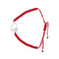 Red thread bracelet "Infinite Love" with a silver heart with infinity sign