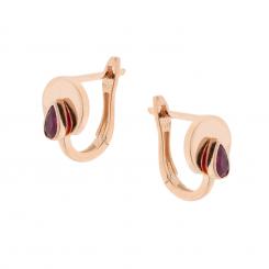 Earrings in gold-plated 925 silver with drop-shaped red zirconia