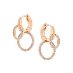 Earrings with two rings in 925 silver with zirconia