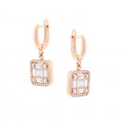 Earrings in 925 silver, gold-plated, with zirconia and glass crystals