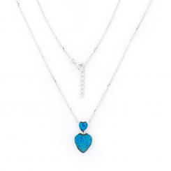 Necklace in 925 silver with blue opal in the shape of a heart