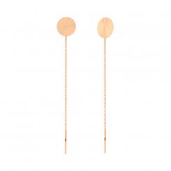 Pull through earrings with plate in 585 rose gold