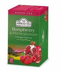 Ahmad Tea Grüner Tee mit Himbeer- und Granatapfelaroma, 20St x 2g